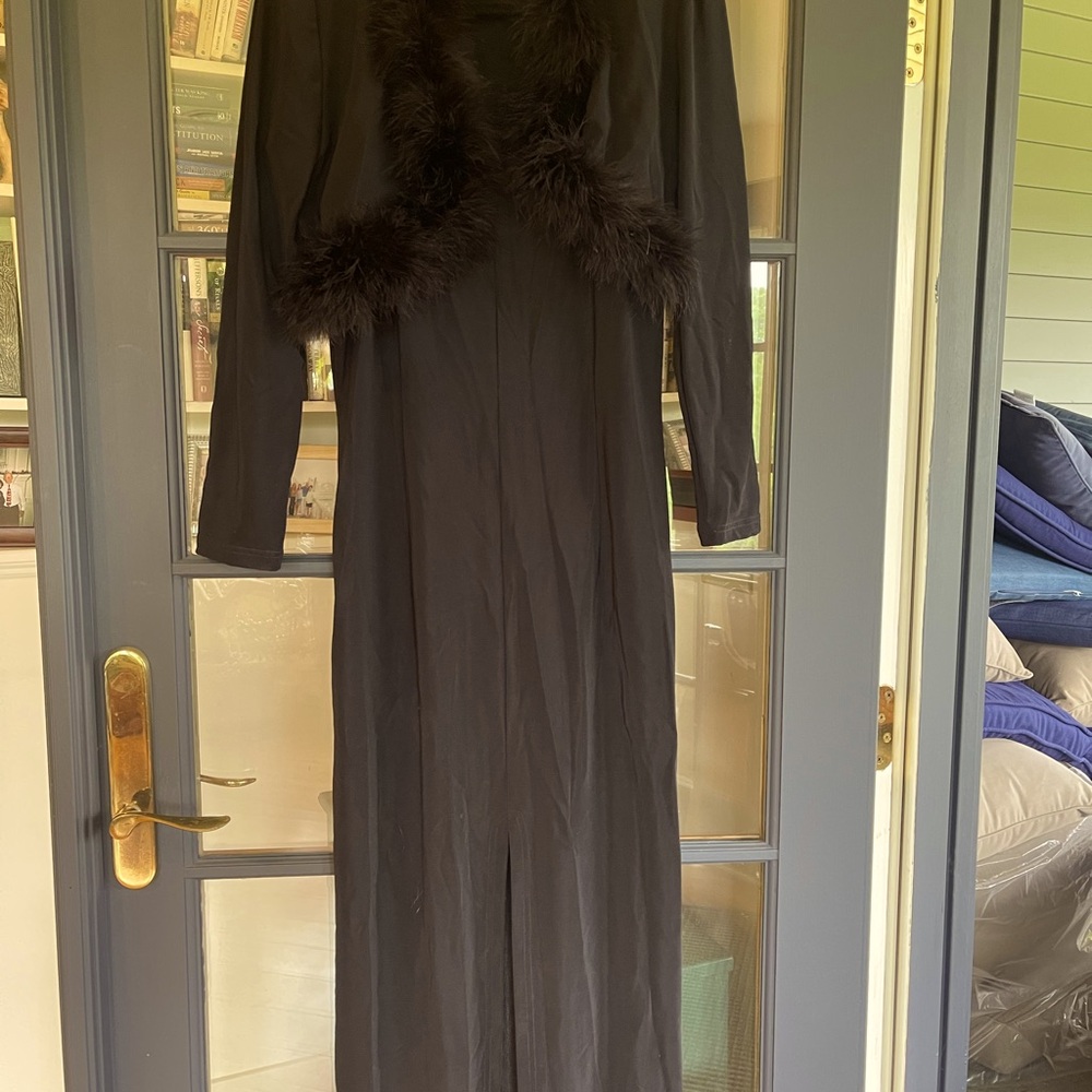 Scott McClintock Black Dolman Sleeve Cocktail Gown